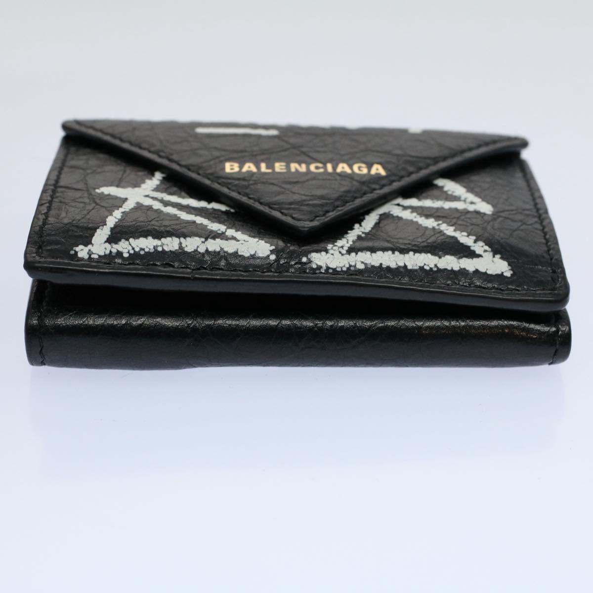 balenciaga Wallet Leather Black 391446 Auth bs9477