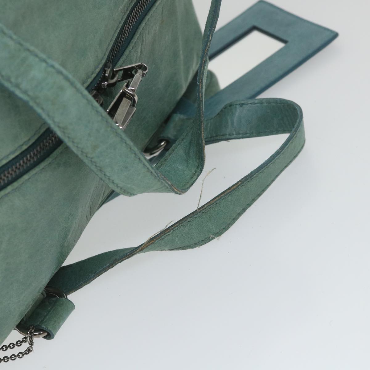 balenciaga Boston Bag Leather Light Blue Auth bs9730