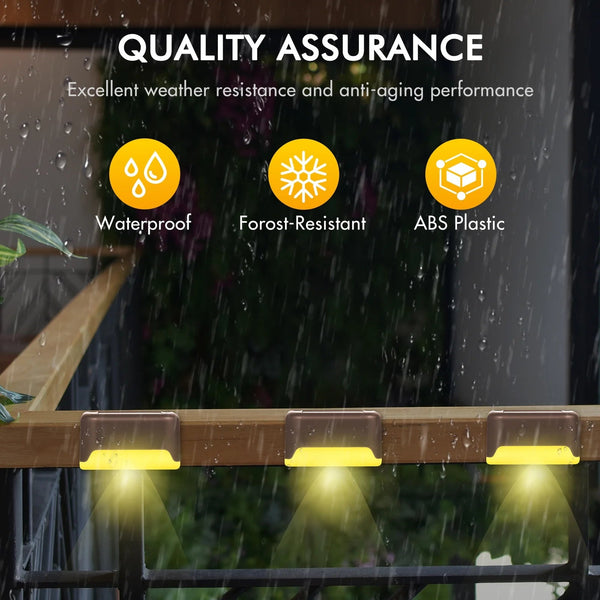 8PCS Outdoor Solar Deck Lights, Waterproof Solar Step Lights, LED Solar Lights for Outdoor Stairs Fence Yard Patio Railing Garden Pathway Christmas Decoration Lights(Brown-Warm White)