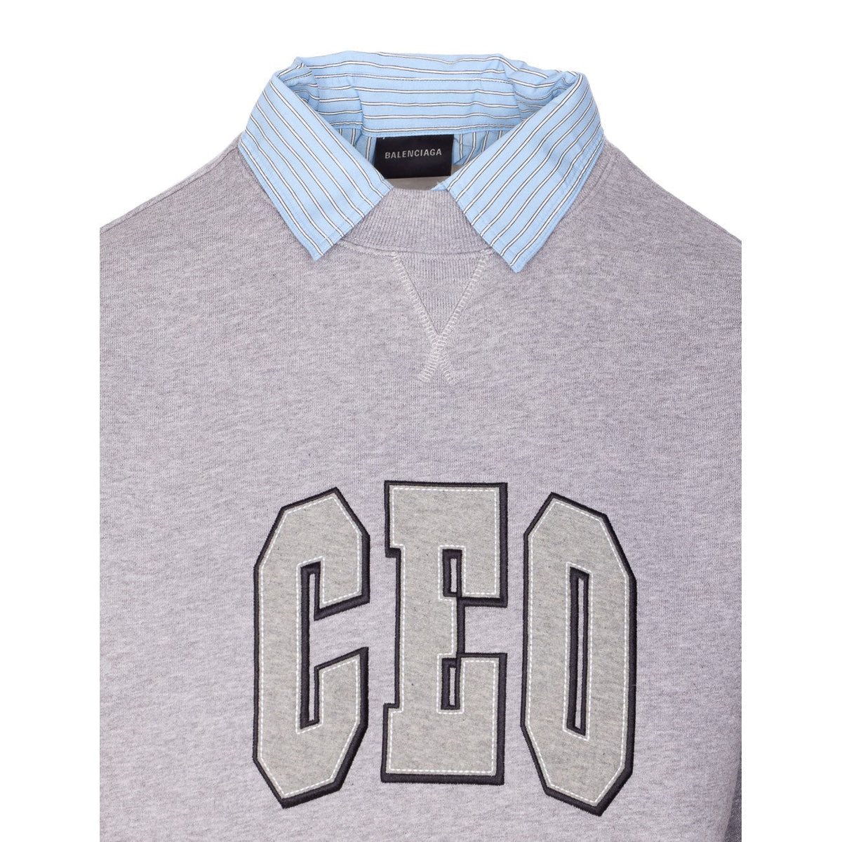 Balenciaga Women Ceo Team Logo Shirt Collar Sweater