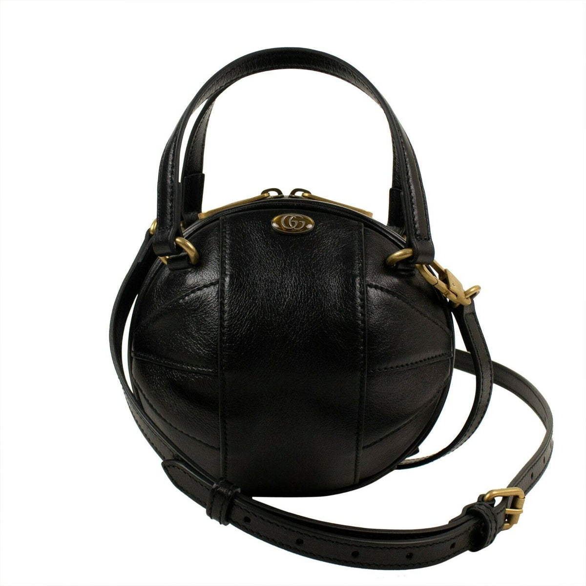GUCCI Black Leather Mini 'Tifosa' Convertible Strap Ball Shoulder Bag