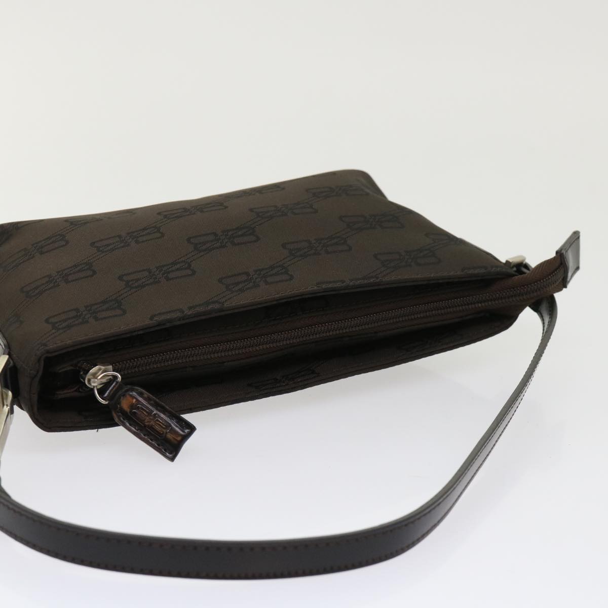 balenciaga Accessory Pouch Nylon Brown Auth cl625