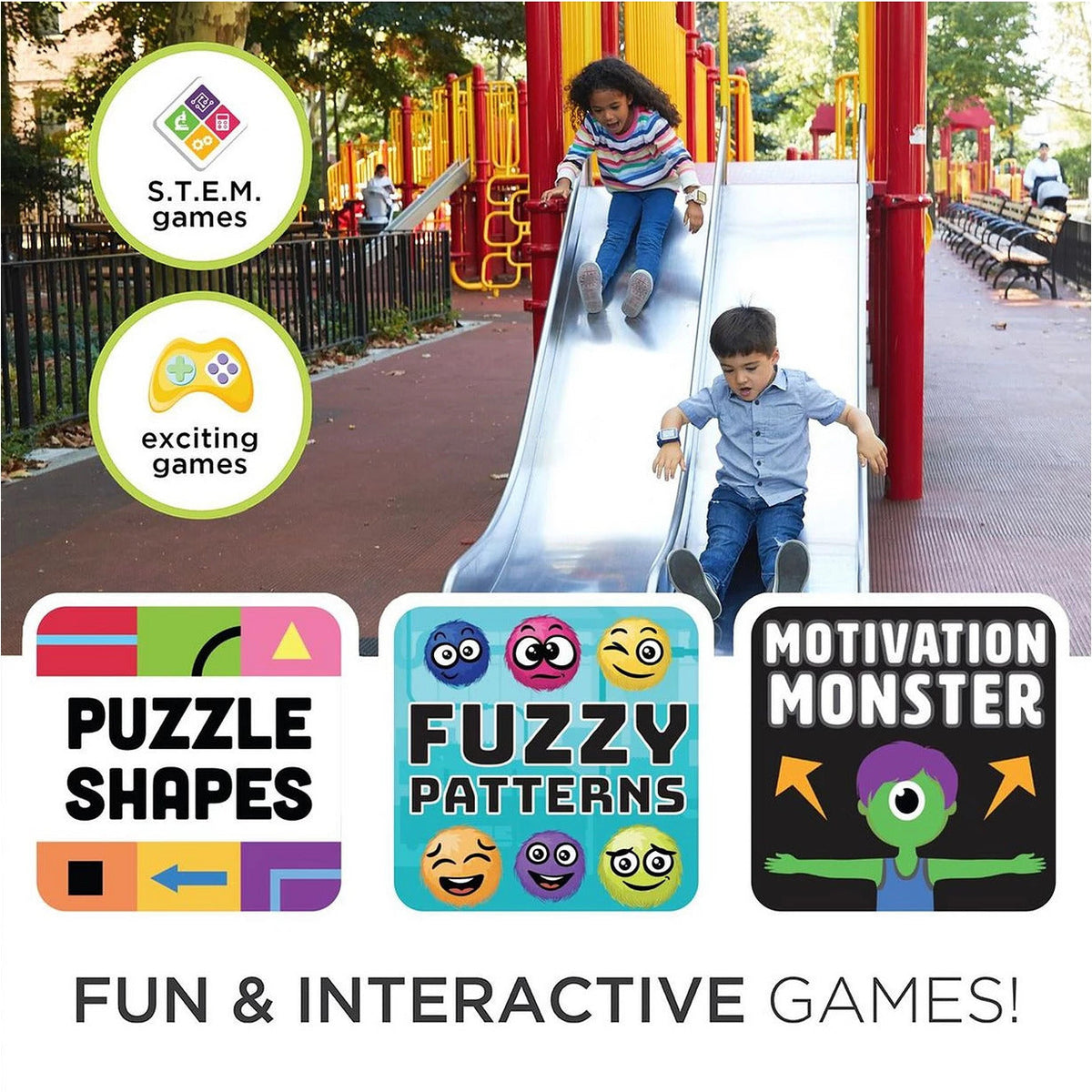 PlayZoom 2 Kids Smartwatch: Black Racing Flames