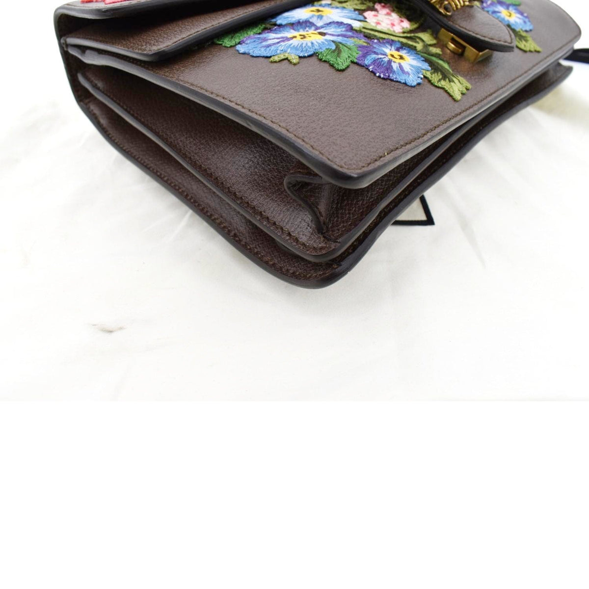 GUCCI Dionysus Medium Floral Embroidered Leather Shoulder Bag Dark Brown 403348