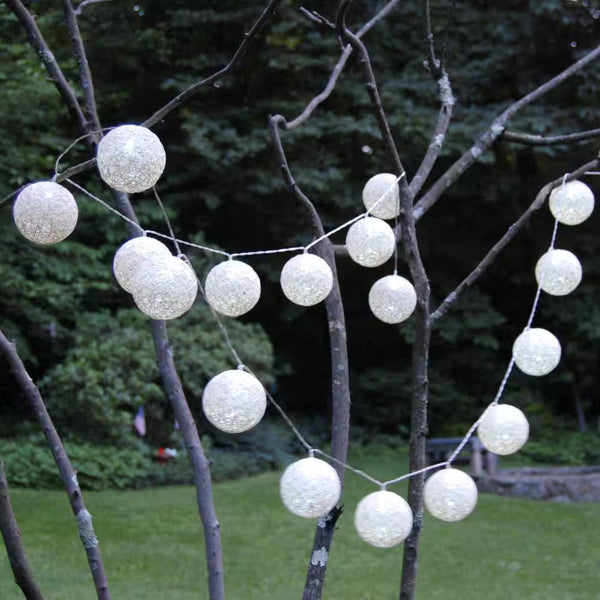 20-Light Warm White Solar Cotton Globe Lights (1-Pack)