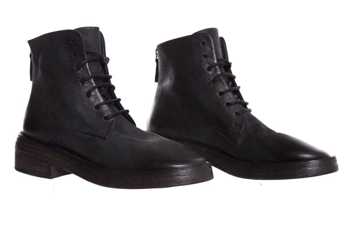 Marsell Black Leather Lace-Up Ankle Boot SZ 36 NWT