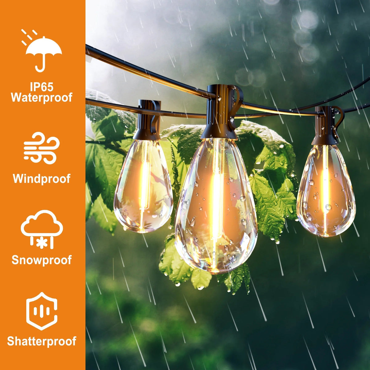 Solar Outdoor String Lights, 100Ft S14 LED Patio Lights with 24 Bulbs, String Lights for Porch Backyard
