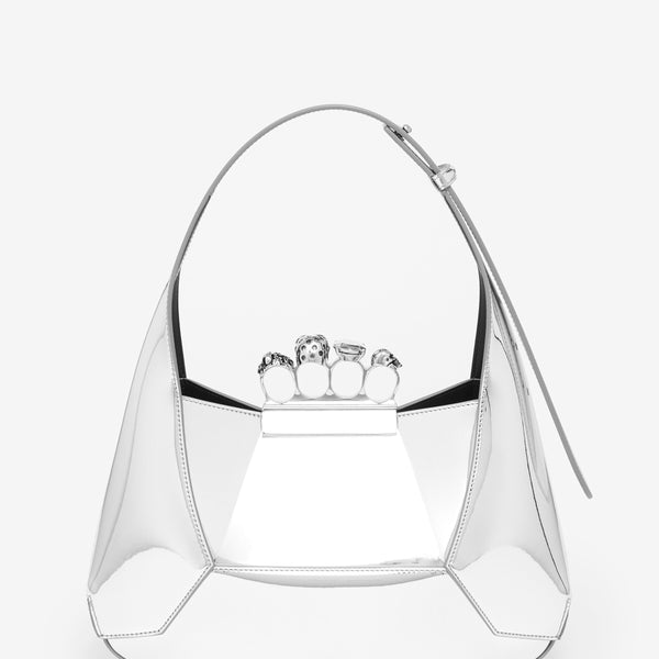 Alexander Mcqueen Women Silver Leather Jewelled Hobo Handbag Medium