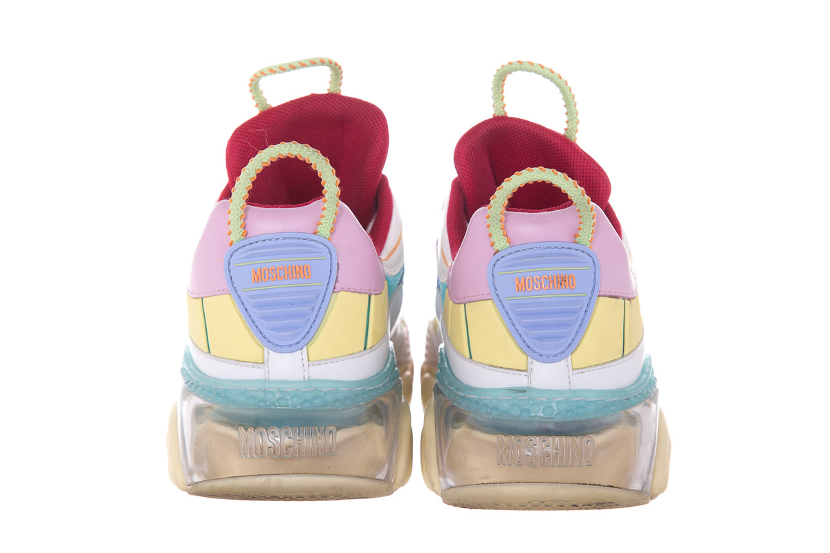 Moschino Multicolored Logo-Strap Teddy-Sole Sneakers SZ 40