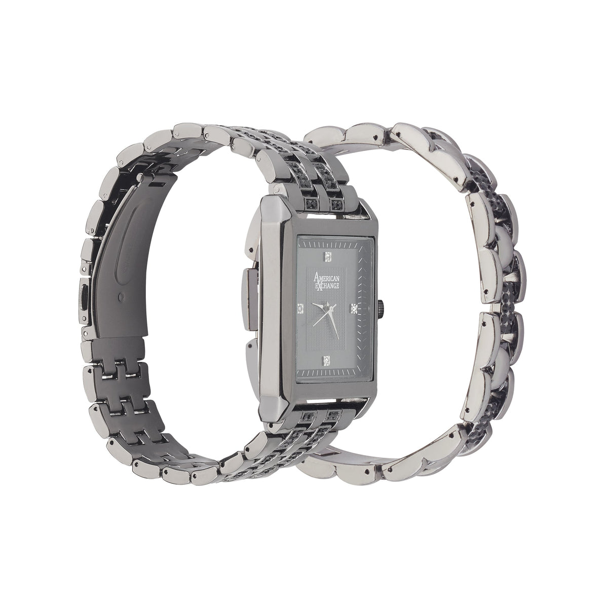 American Exchange Mens Black Watch & Bracelet Set