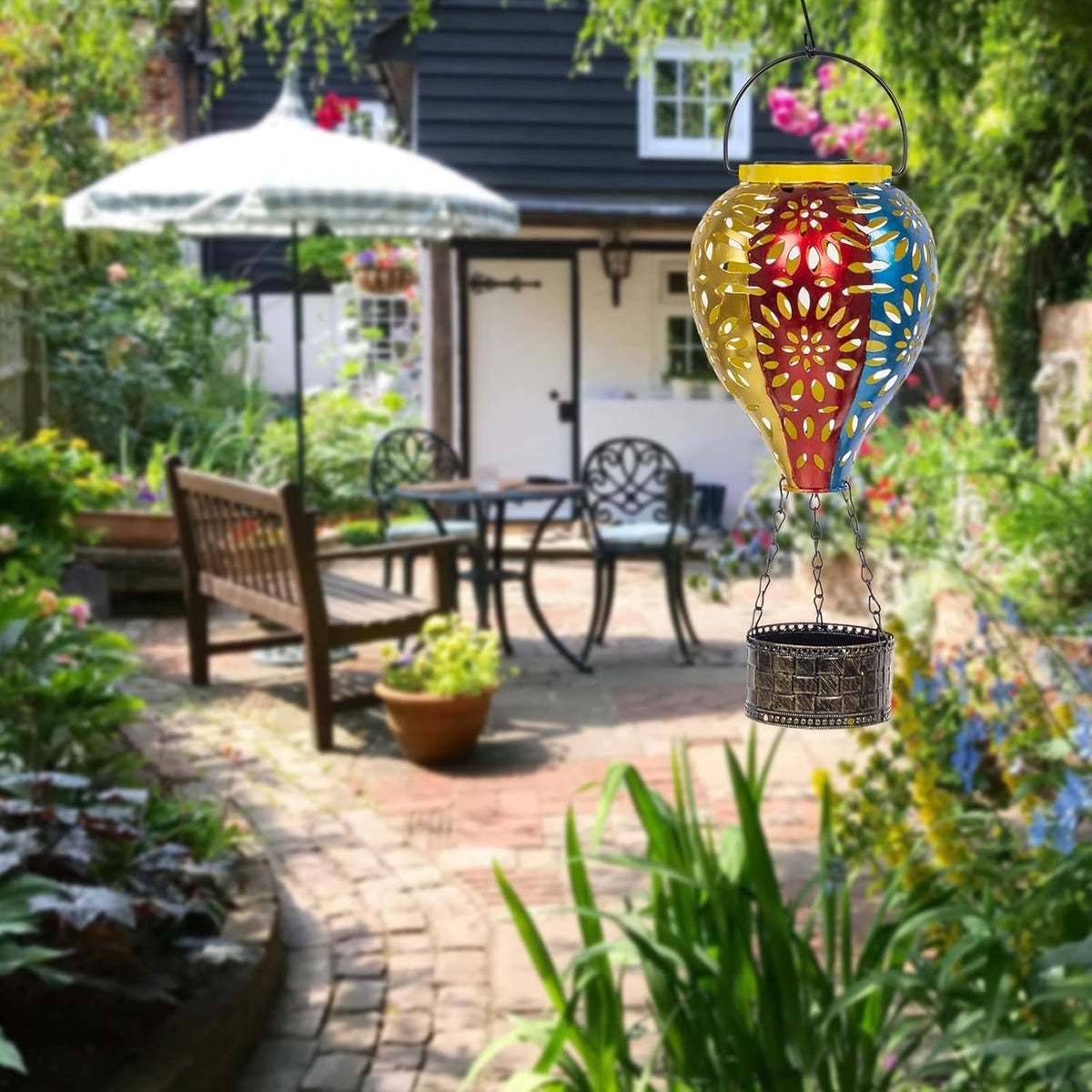 Solar Hot Air Balloon Lantern, Hanging Lanterns Outdoor Waterproof Decorative Me
