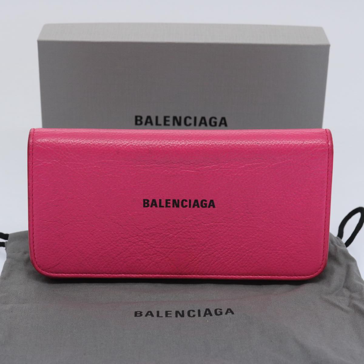 balenciaga Long Wallet Leather Pink 594289 Auth ep2776