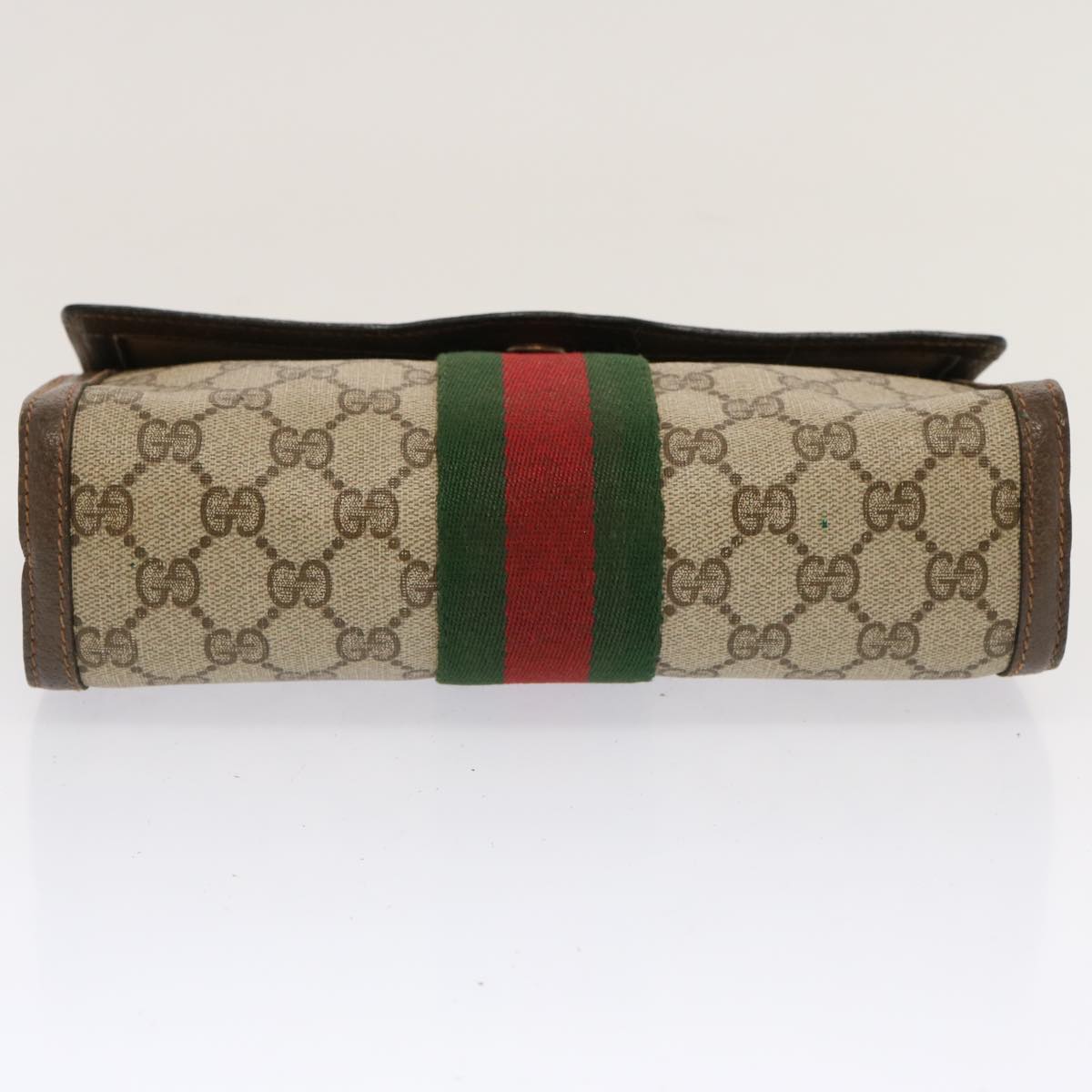 GUCCI GG Supreme Web Sherry Line Clutch Bag PVC Beige Red 89 01 006 Auth ep3955