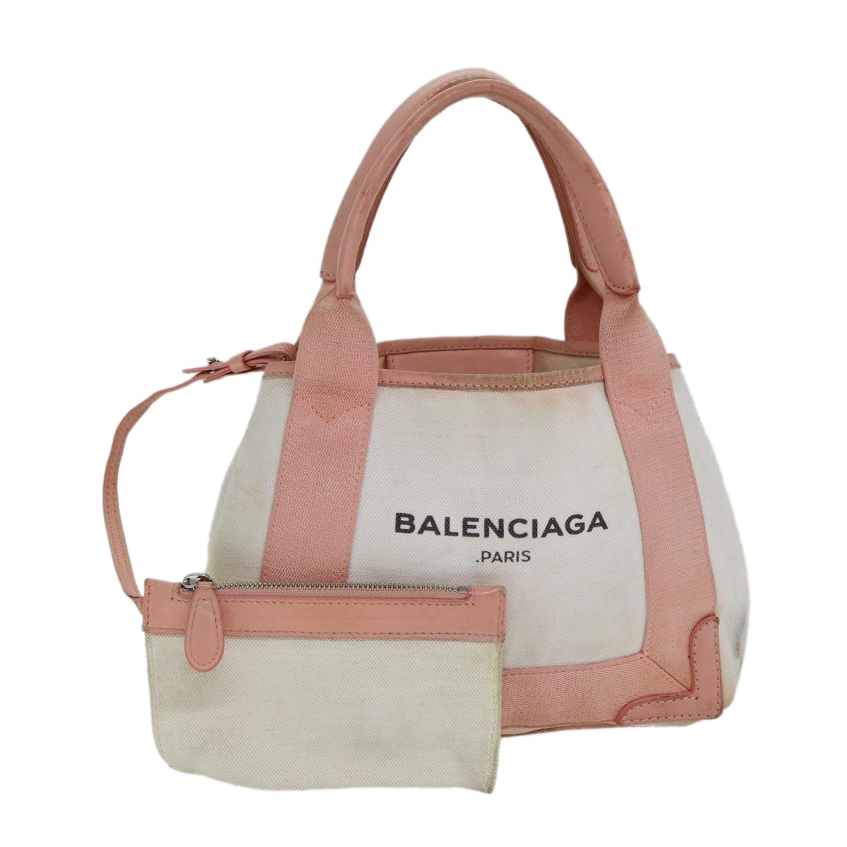 balenciaga Navy Cabas XS Hand Bag Canvas Pink Auth ep4480