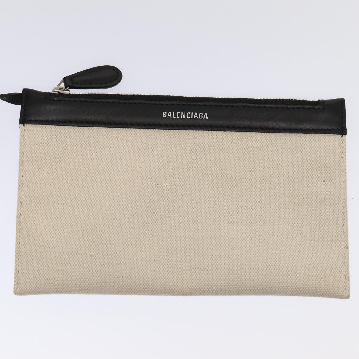 balenciaga Cabas Hand Bag Canvas Silver White Auth ep5384
