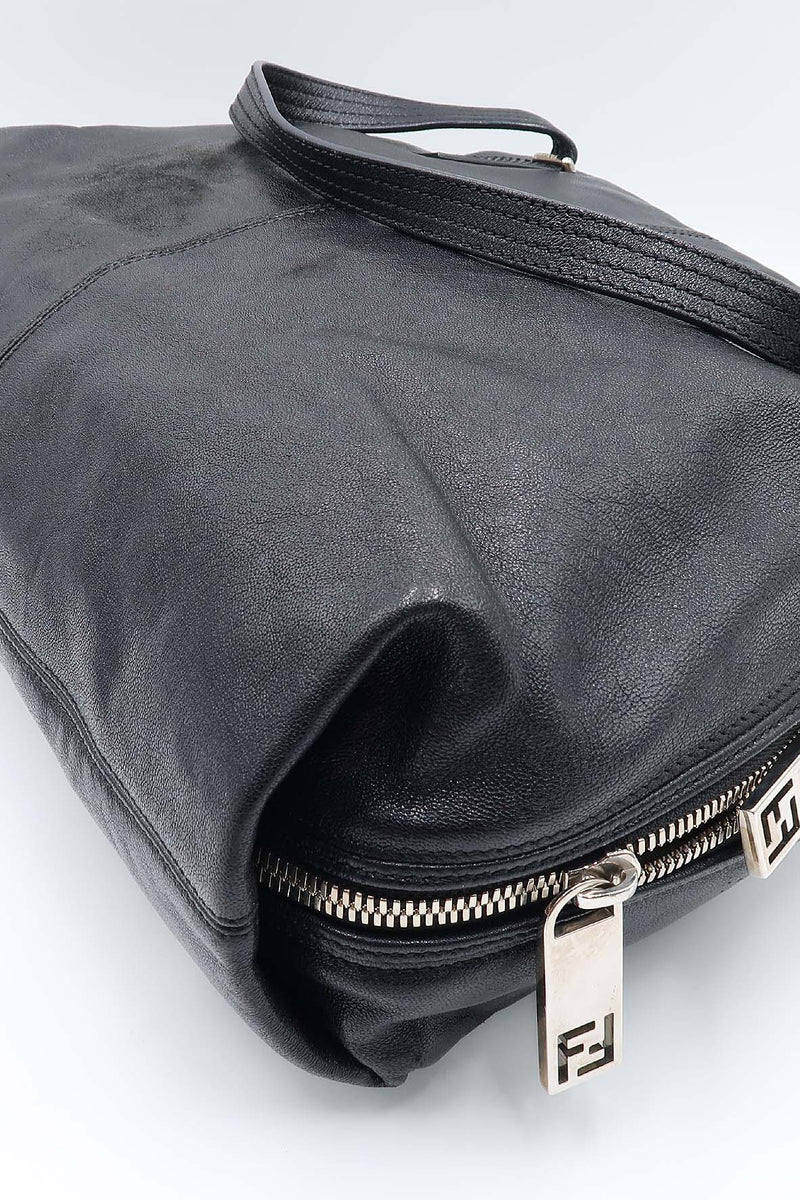 Front Zip Satchel Bag Black