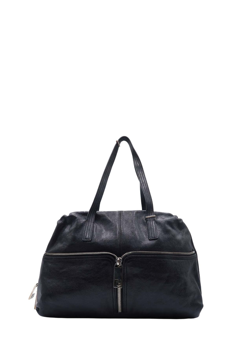 Front Zip Satchel Bag Black