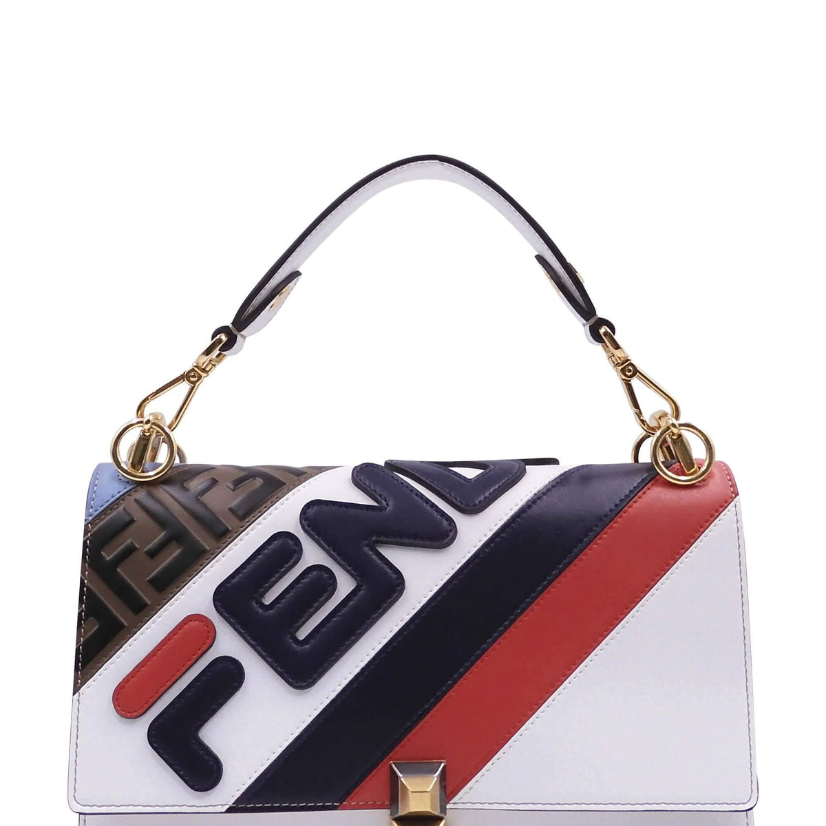 Kan I  Mania Striped Shoulder Bag White