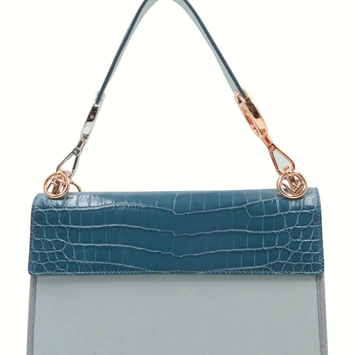 Medium Kan I F Crocodile Embossed Blue  Grey