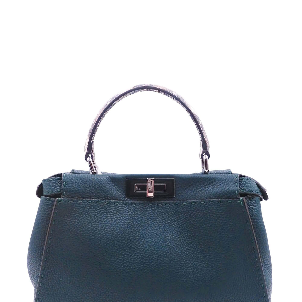 Regular Selleria Peekaboo Python Handle Bag Dark Teal