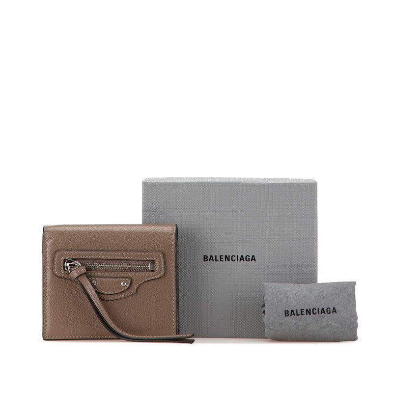 balenciaga Neo Classic Compact Wallet Brown Leather