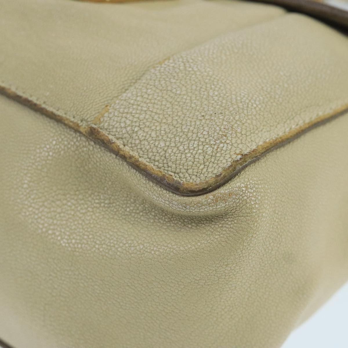 Chloe Chain Elsie Shoulder Bag Leather Beige Gold fm4208