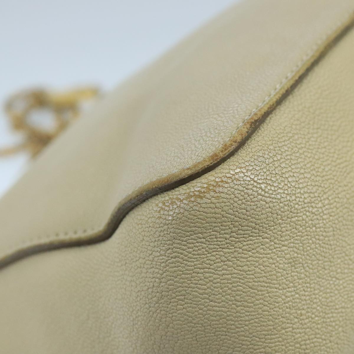 Chloe Chain Elsie Shoulder Bag Leather Beige Gold fm4208