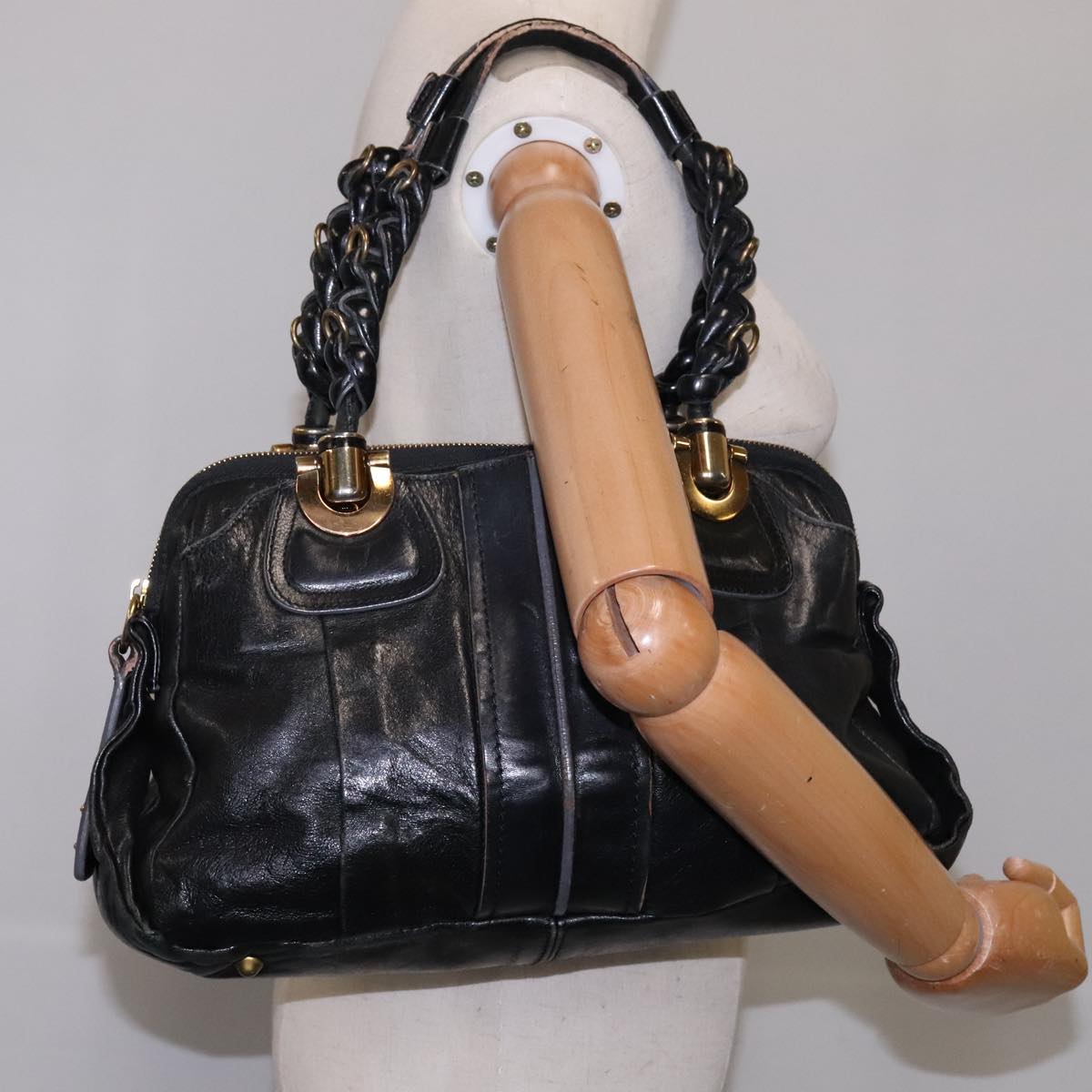 Chloe Eloise Hand Bag Leather Black Gold fm4268