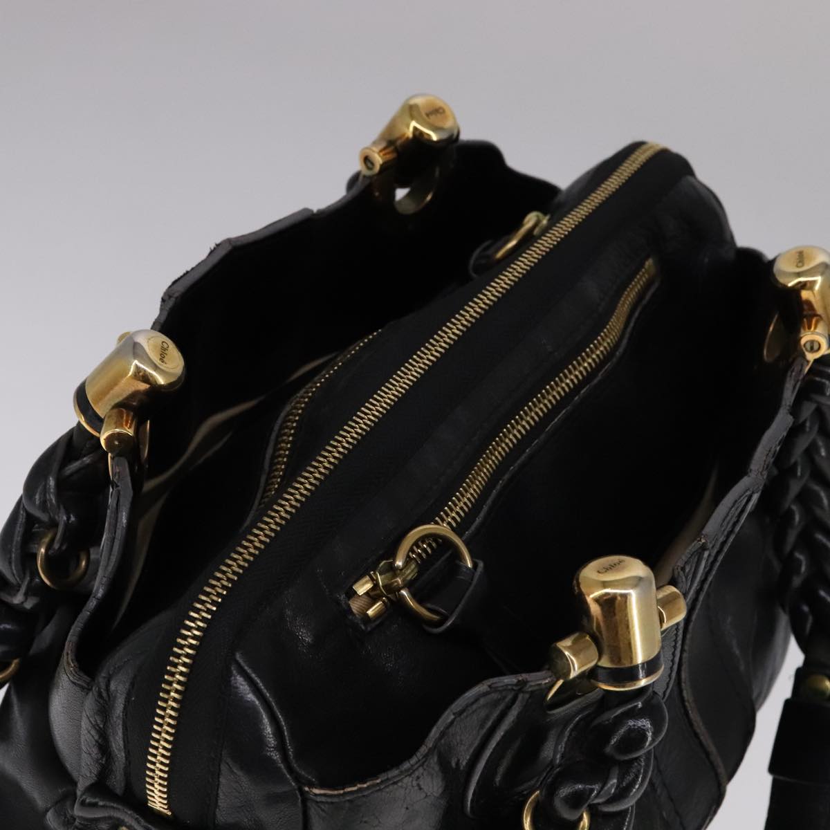 Chloe Eloise Hand Bag Leather Black Gold fm4268