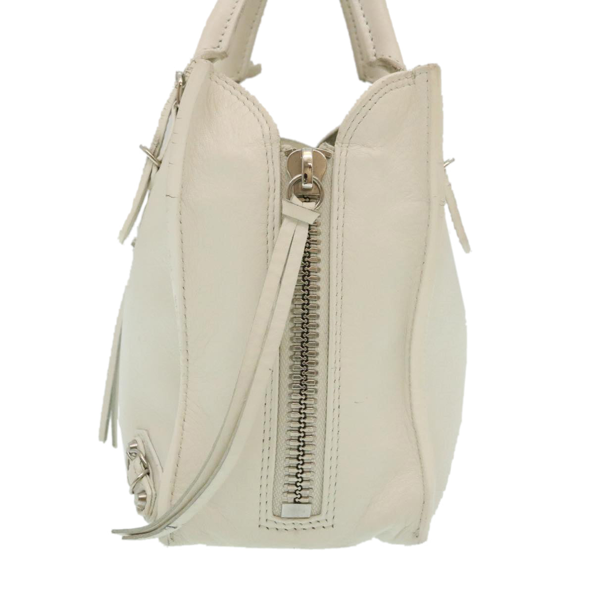 balenciaga 2Way Shoulder Bag Hand Bag Leather White Auth am2305g