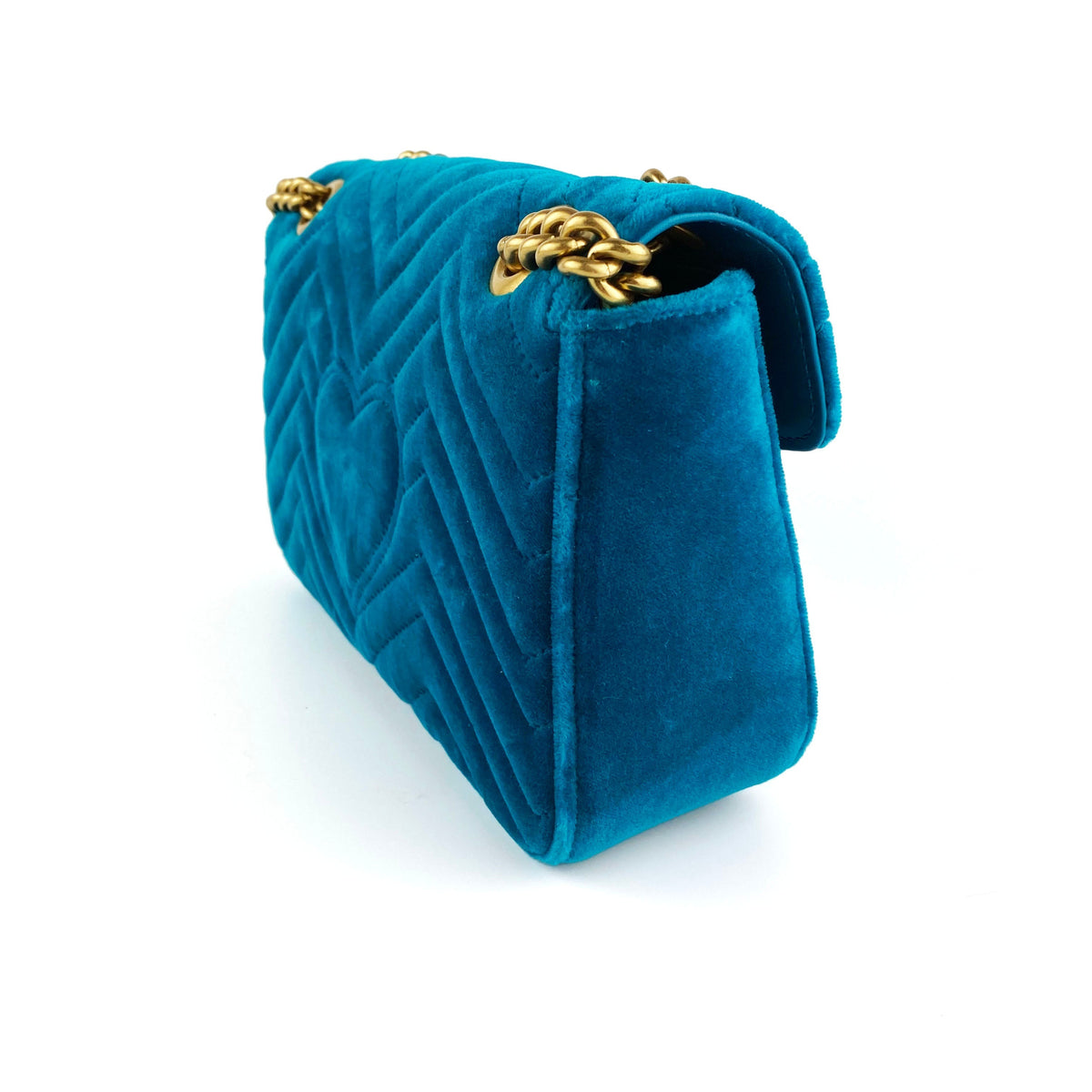 Gucci Teal Velvet Marmont Bag