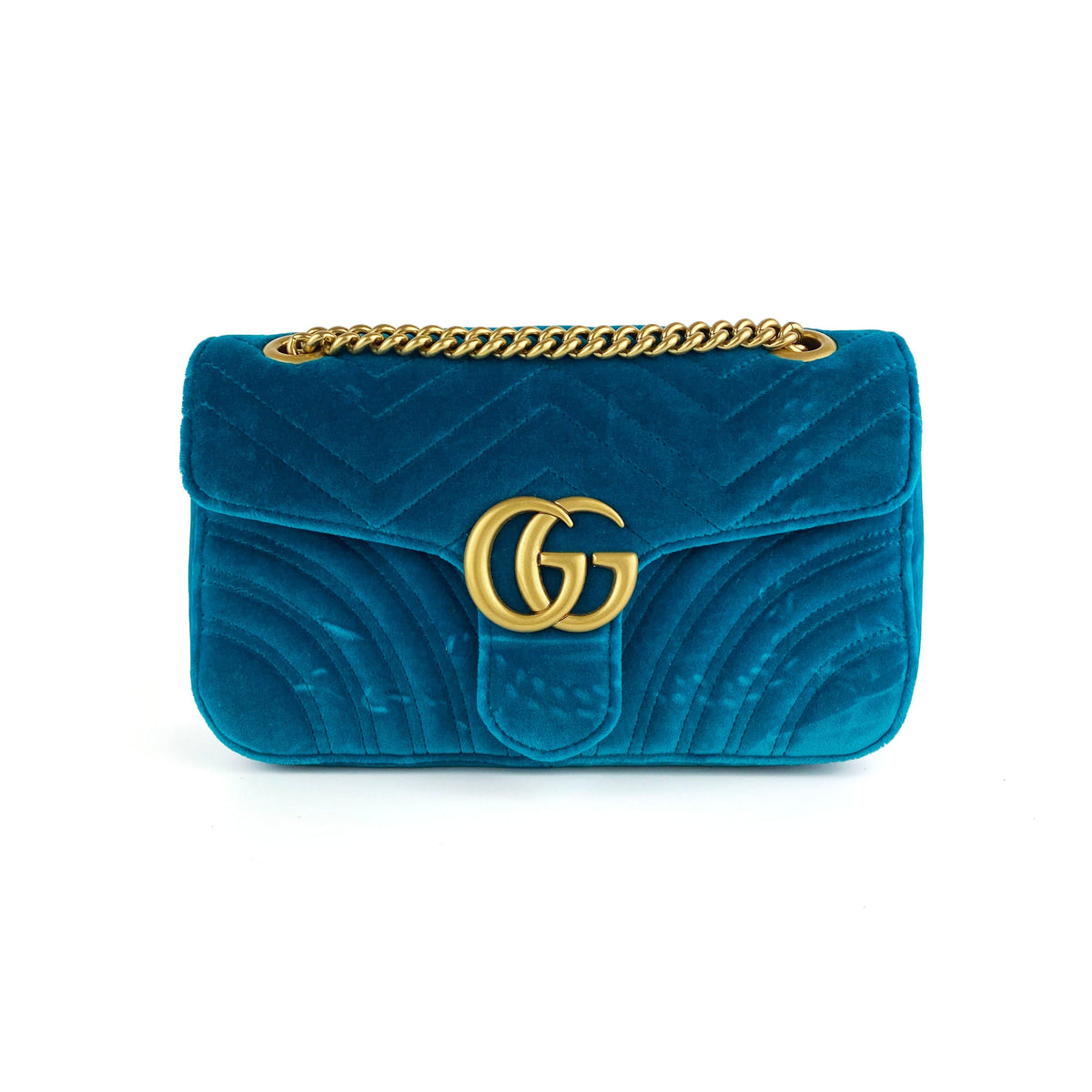 Gucci Teal Velvet Marmont Bag