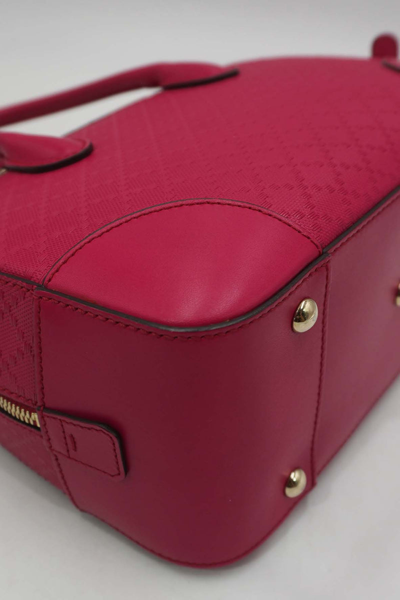 Bright Diamante Leather Top Handle Bag Pink