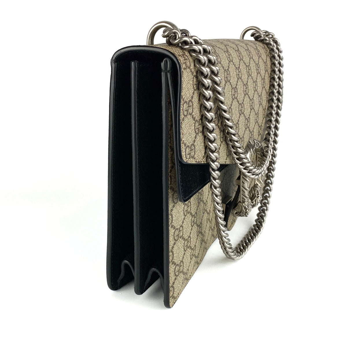 Gucci Dionysus Monogram Bag with Black Suede Trim
