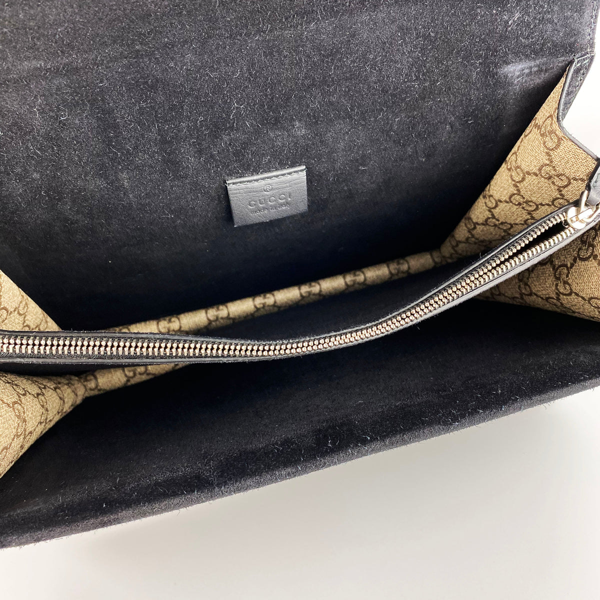 Gucci Dionysus Monogram Bag with Black Suede Trim