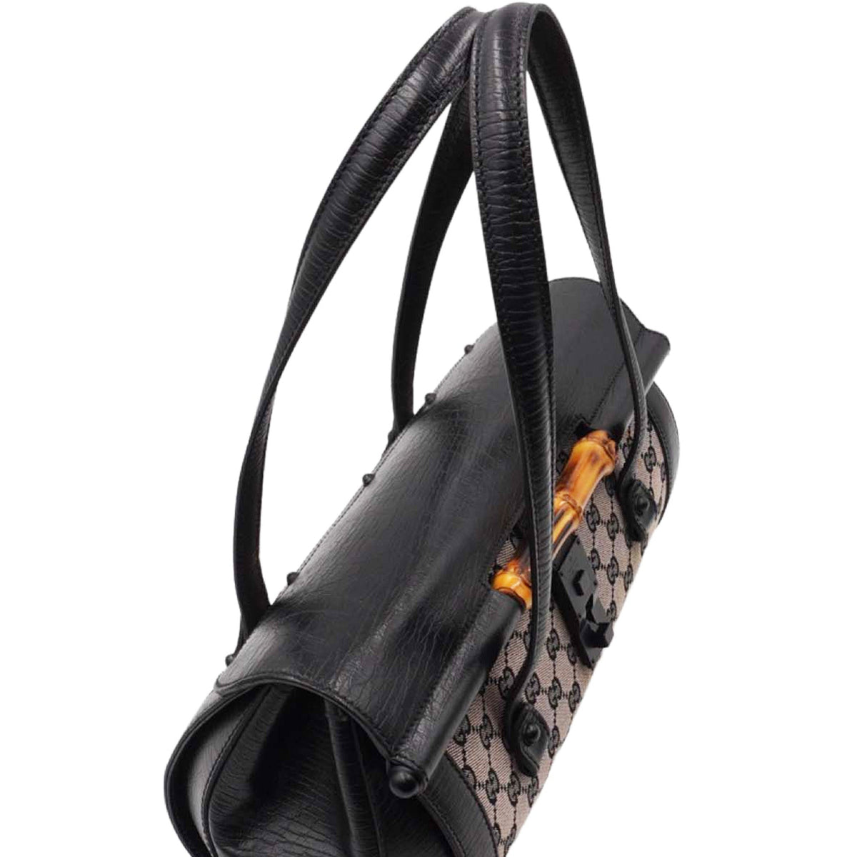 GG Canvas Bamboo Bullet Shoulder Bag Brown Black