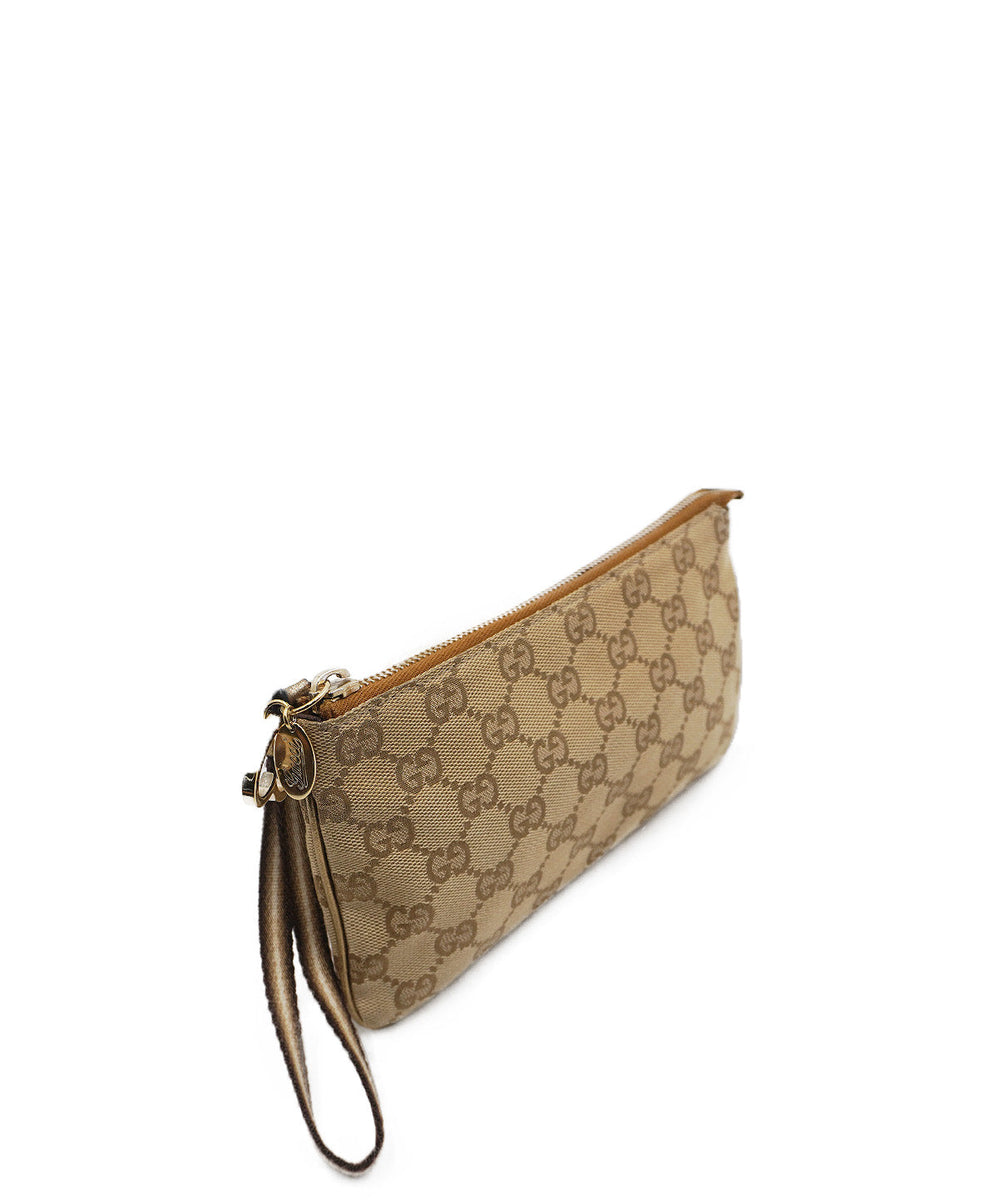 GG Canvas Jolicoeur Wristlet Brown
