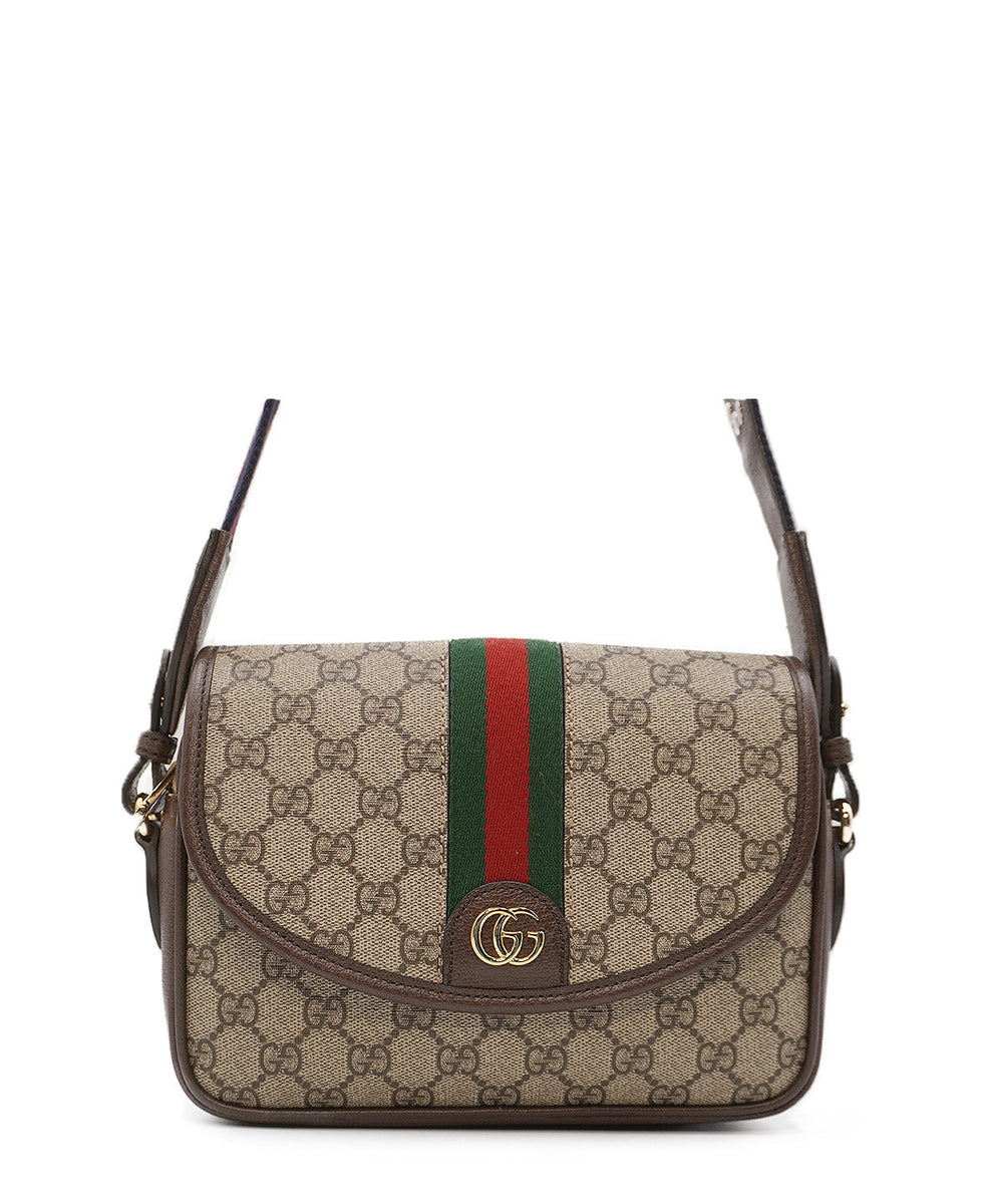 GG Canvas Small Ophidia Shoulder Bag Brown