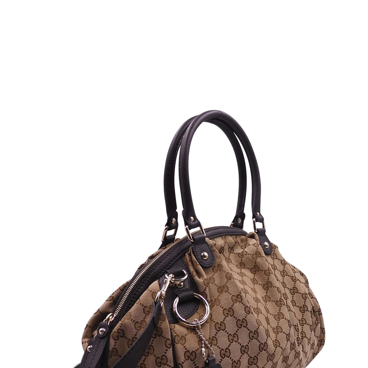 GG Canvas Sukey Boston Bag Brown