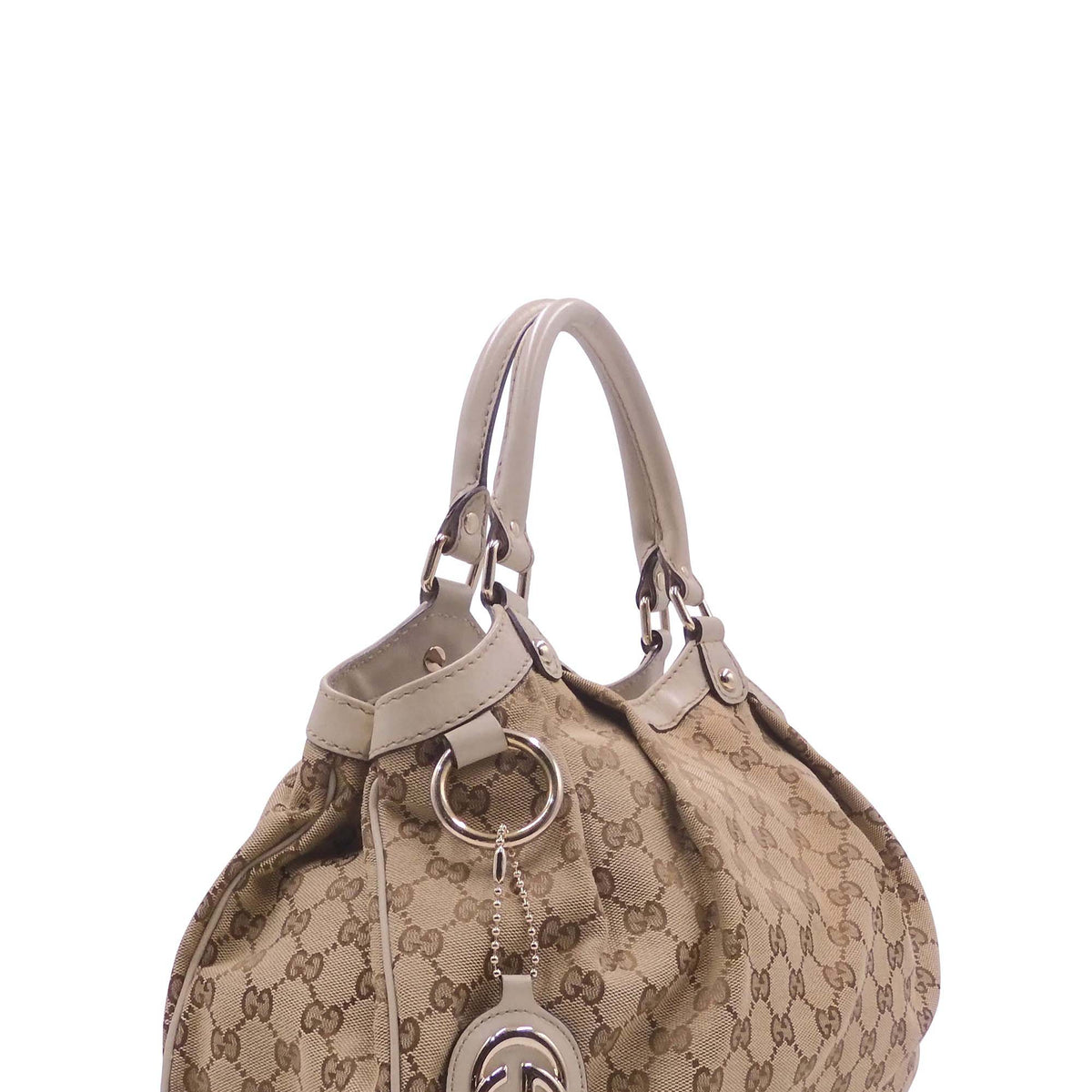 GG Canvas Sukey Boston Bag White