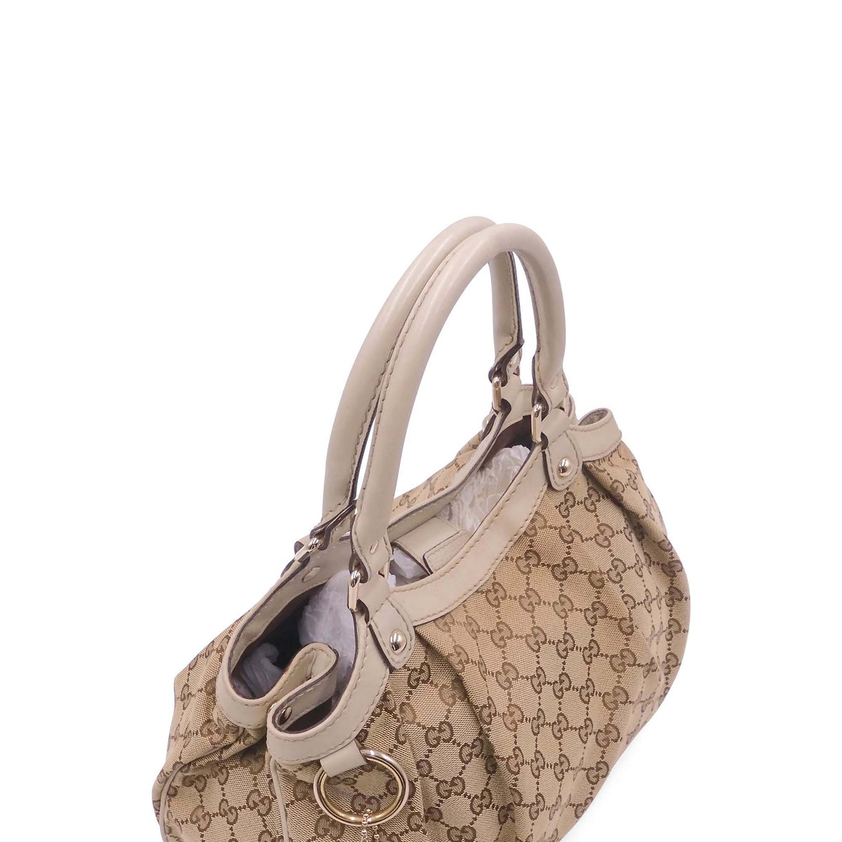 GG Canvas Sukey Boston Bag White