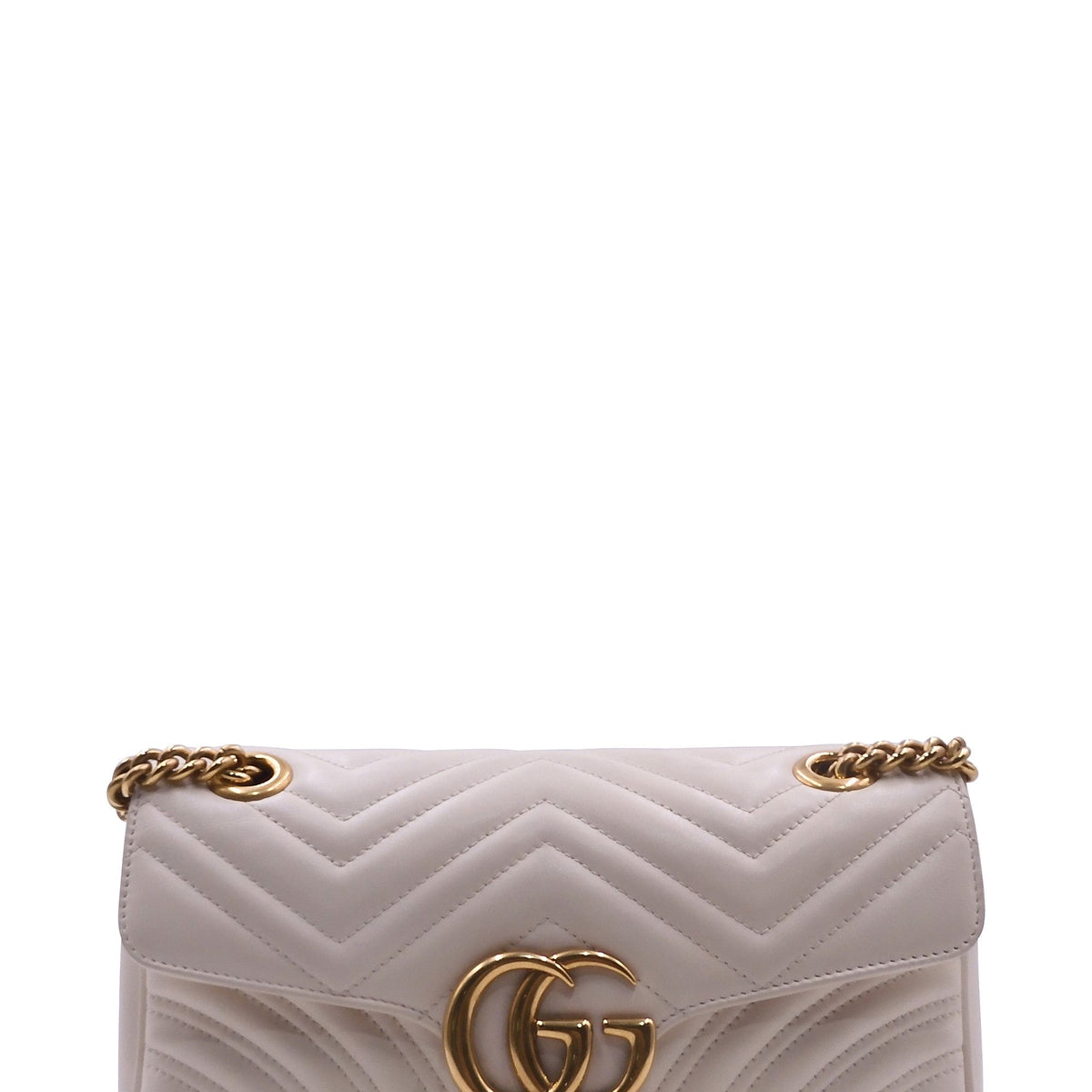 GG Marmont Small Matelasse Shoulder Bag White