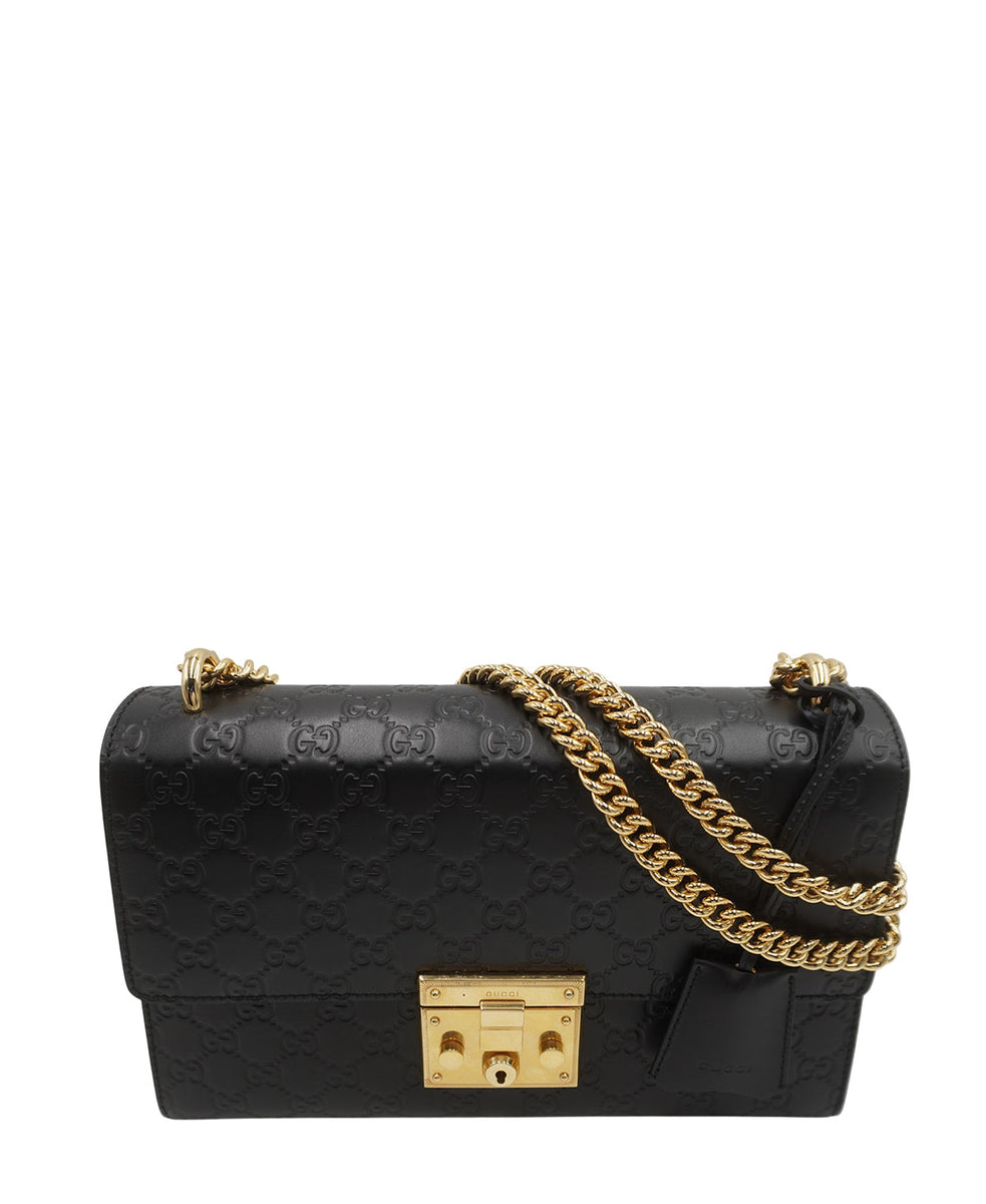 GG Signature Padlock Shoulder Bag Black