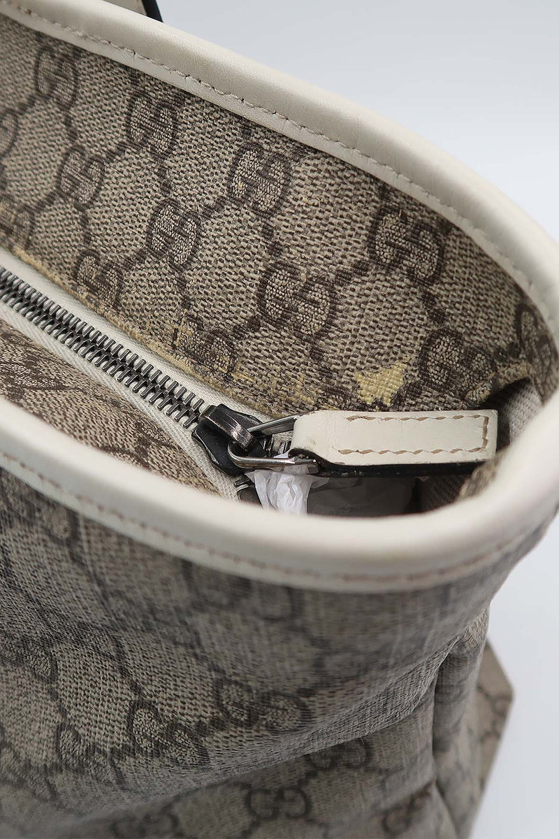 GG Supreme Tote Brown, White