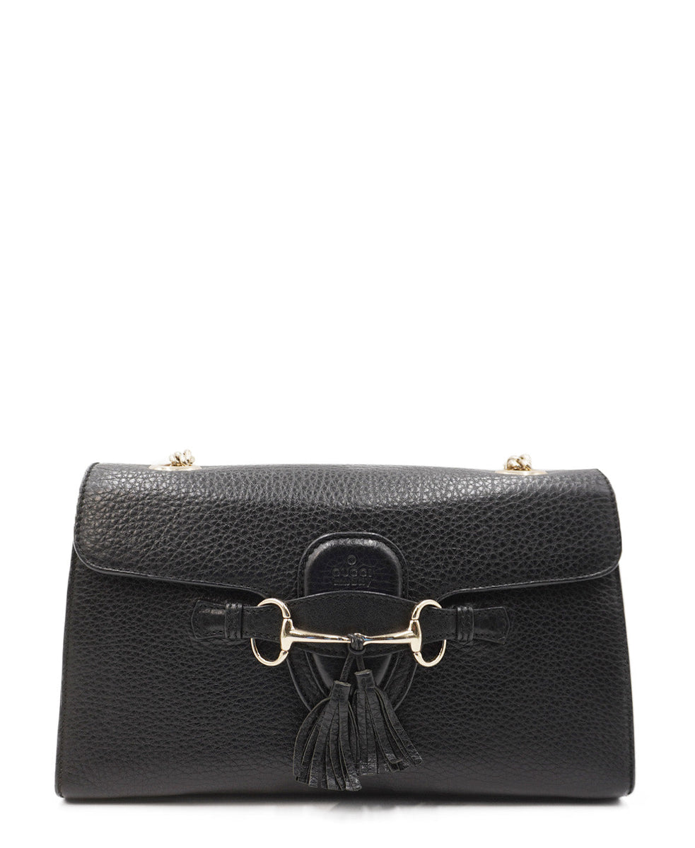 Guccissima Leather Emily Chain Shoulder Black