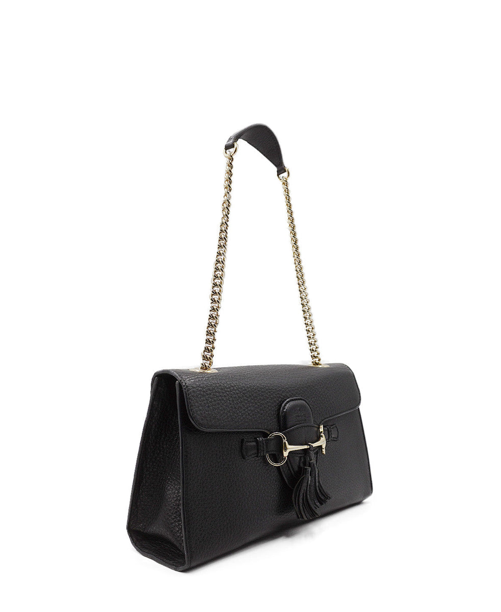 Guccissima Leather Emily Chain Shoulder Black