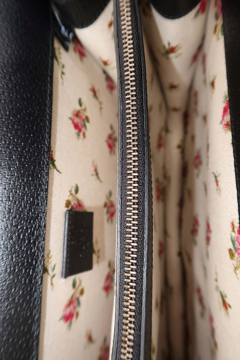 Medium Floral Embroidered Dionysus Black