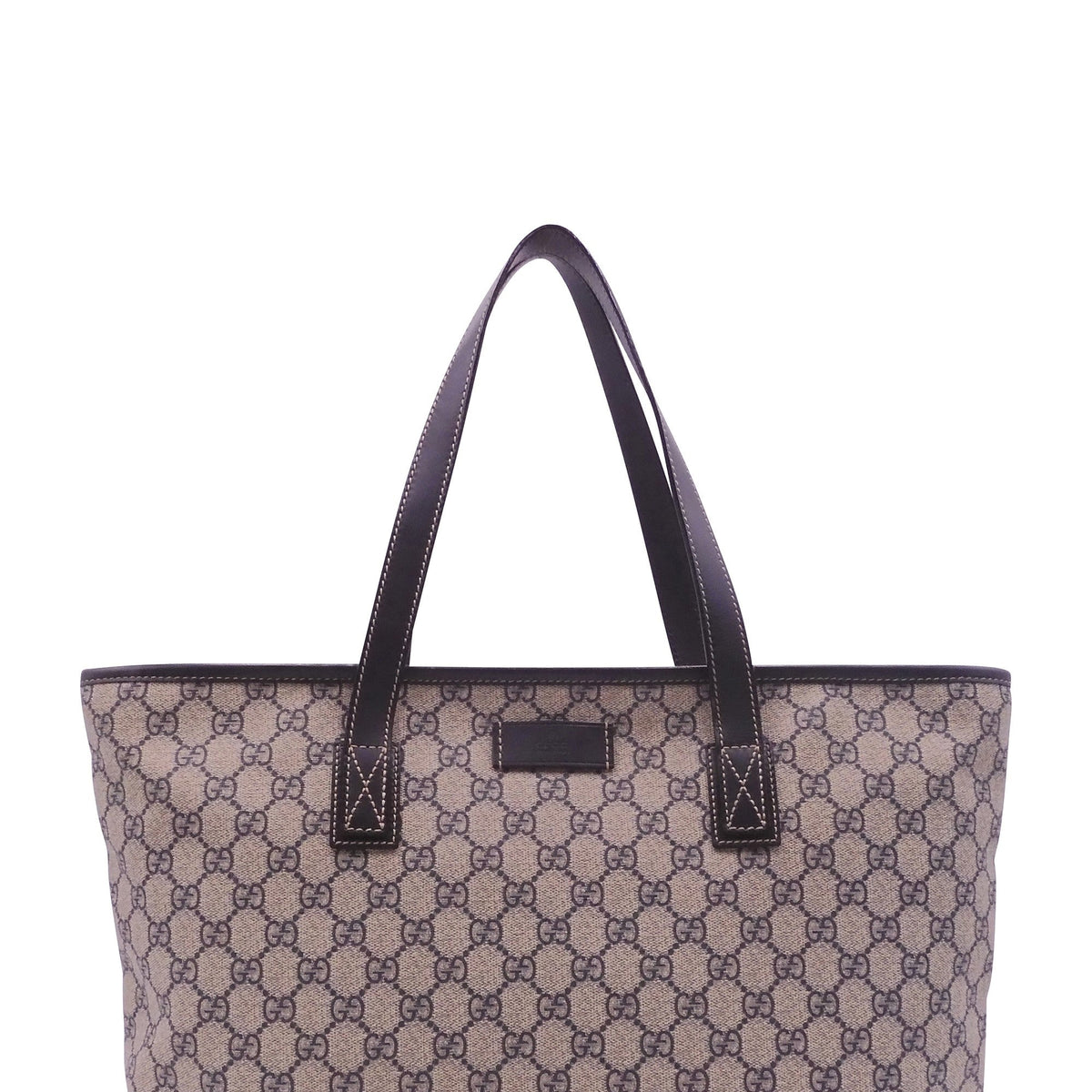 Medium GG Coated Canvas Tote Black Beige