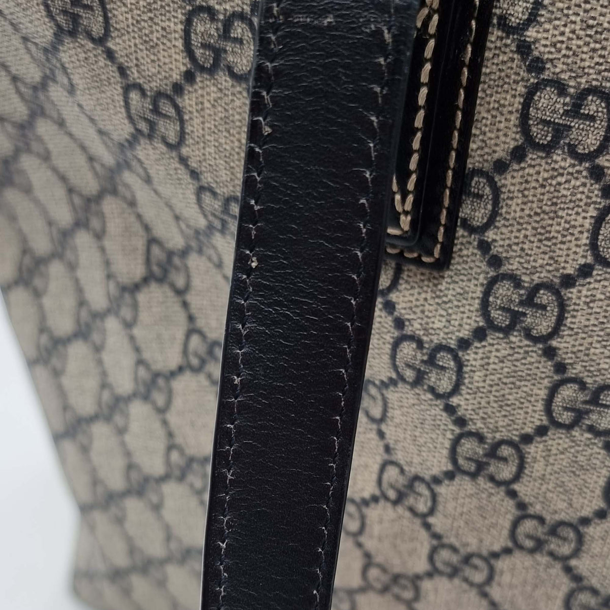 Medium GG Coated Canvas Tote Black Beige
