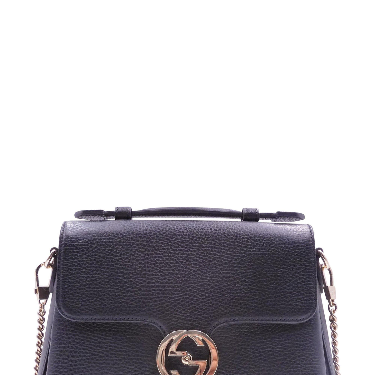 Interlocking GG Top Handle Shoulder Bag Black
